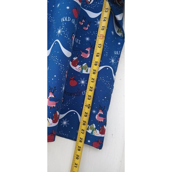 Sanibel Scrubs XL Blue Christmas Shirt Santa Uniform Nursing Top Work Women's - Picture 7 of 7